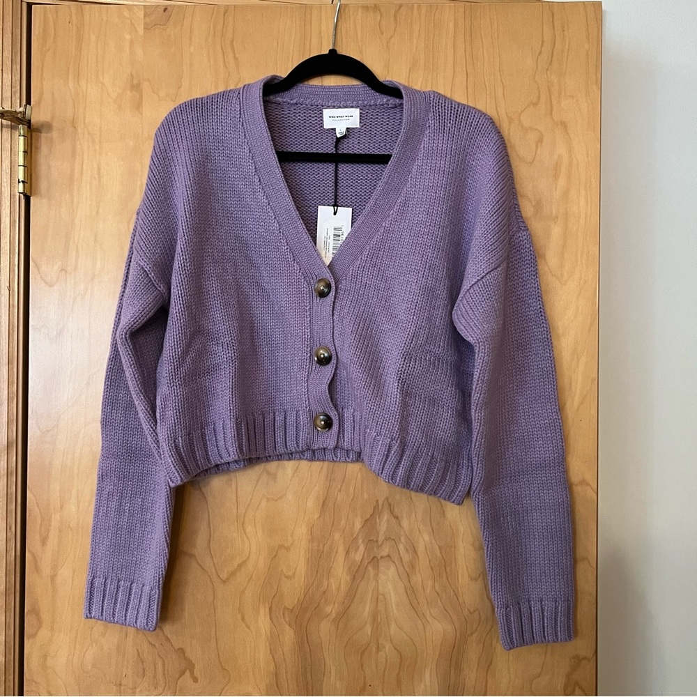 NWT Cropped Knit Cardigan in Violet
